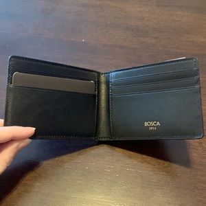 Bosca Black Bifold Italian Leather Wallet